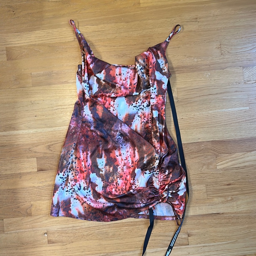 Printed Ruched Front Bodycon Dress